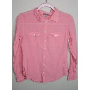 Horny Toad Organic Cotton Button Down Shirt Pink XS Lightweight